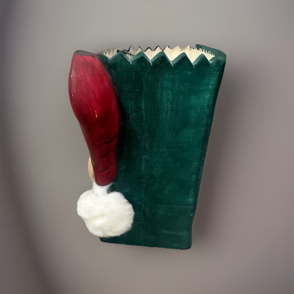VTG Ceramic Santa Claus Face Vase Planter‎ Christmas Pot FOLK ART HOLIDAY Custom - Picture 5 of 10